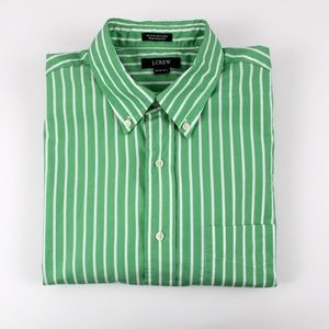 4/$25 J Crew Green Striped Button Up Dress Shirt M
